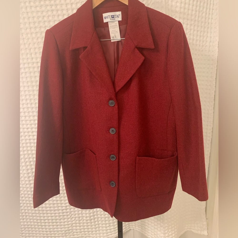 Burgundy Wool Shacket Jacket